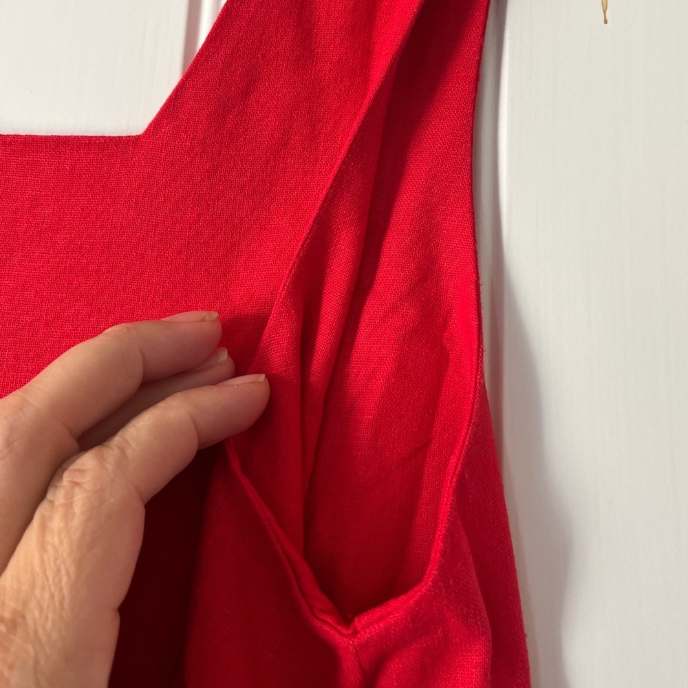 Vintage Ultra Red Sailboat Embroidered Linen Blend Sheath Dress Women’s Size 14 - Picture 11 of 14